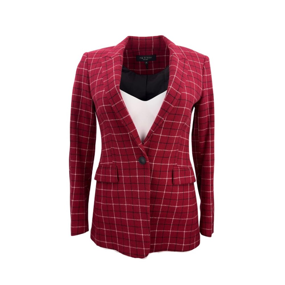 Rag & Bone Red Plaid Blazer